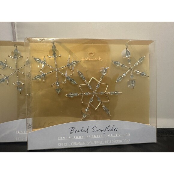 Set Of 4 Periwinkle Frostlight Faeries Beaded Snowflakes NEW Hallmark Ornament - Picture 4 of 5